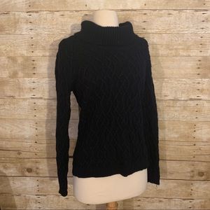 Black Angora wool blend cowl neck sweater